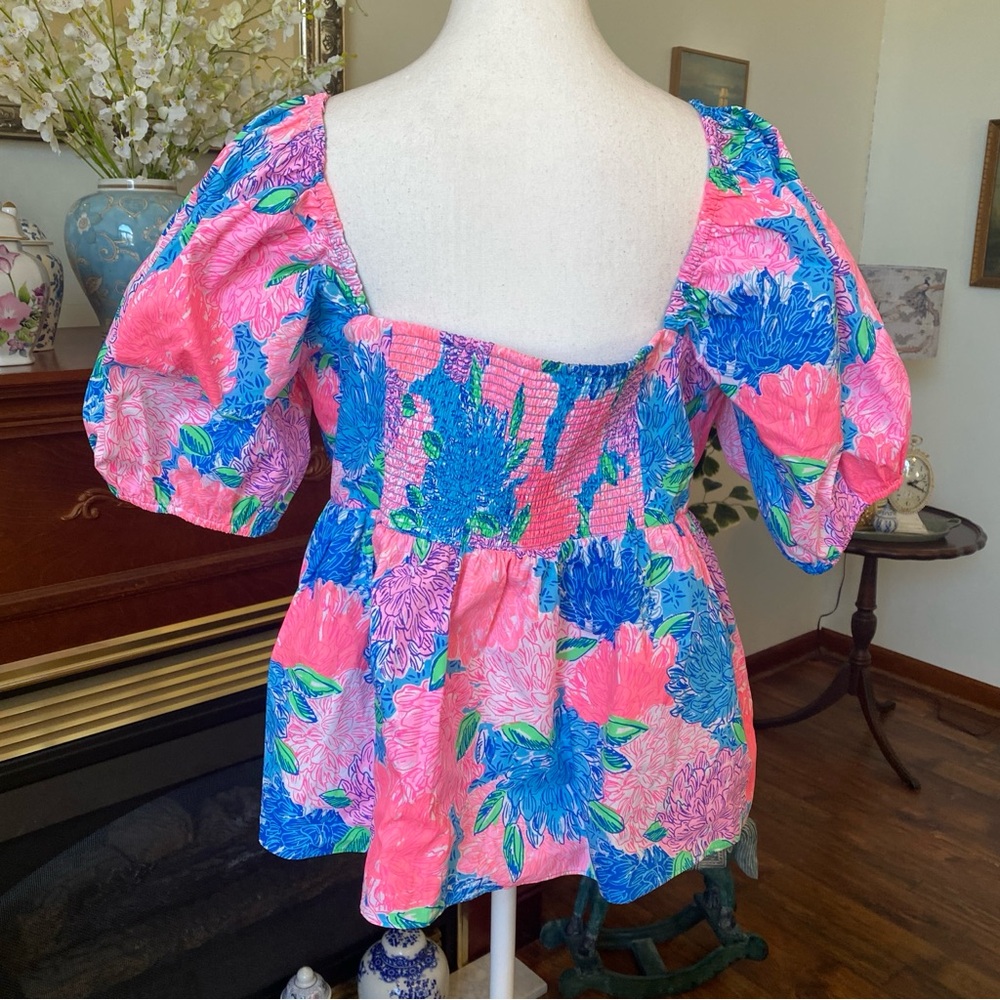 Lilly Pulitzer • Kay Babydoll Top • Beach House Blooms • Size 16 • NWT - Picture 5 of 8